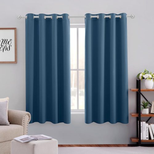 HOMEIDEAS Dark Teal Blackout Curtains for Bedroom 52 X 63 Inch Length 2 Panels Set Room Darkening Bedroom Curtains, Soundproof Thermal Grommet Window Curtains for Living Room – (color: Deak Teal, size: 52″W x 63″L (Pack of 2))